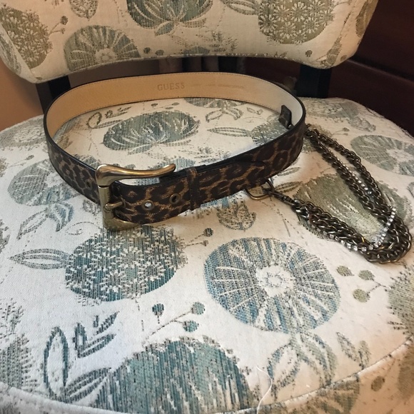 Guess Leopard Belt with Chain Drop — size Large, leather - Picture 4 of 7